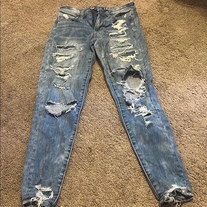Distressed Blue Jeans